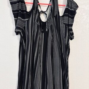 Maurices Black and White Striped Cold-Shoulder Dress